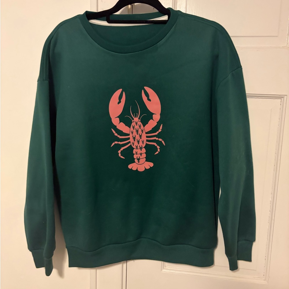 Green and Pink Lobster Crewneck